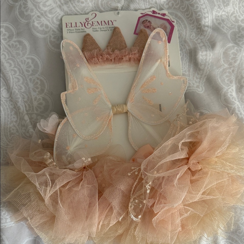 Elly & Emmy Peach Fairy Wings and Tutu Set
